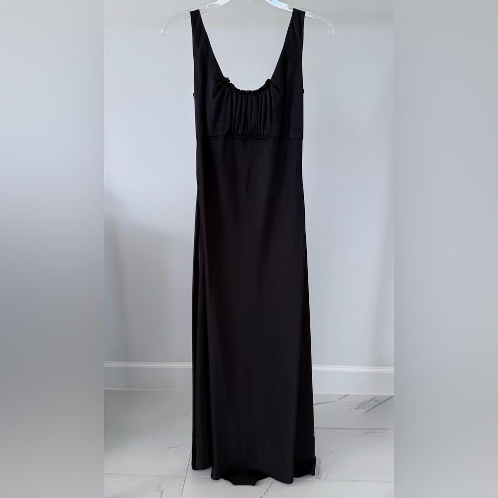Calvin Klein - full-length black satin dress